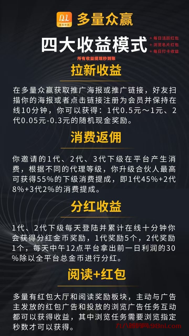 【多量众赢】每天登录就有红包，人脉流量大平台！-首码网-网上创业赚钱首码项目发布推广平台