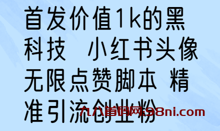 首码网首发价值1k的黑科技 小红书头像无限点赞脚本 精准引流创业粉-首码网-网上创业赚钱首码项目发布推广平台