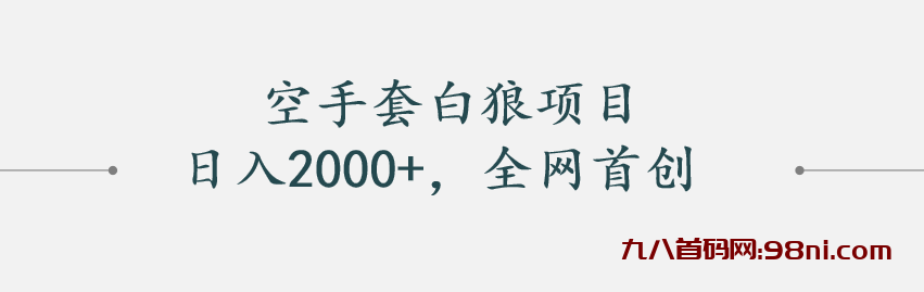 空手套白狼—日人2000+全网首创玩法-首码网-网上创业赚钱首码项目发布推广平台