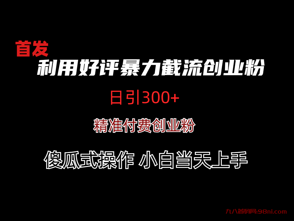 利用好评暴力截流创业粉(日引300+)-首码网-网上创业赚钱首码项目发布推广平台